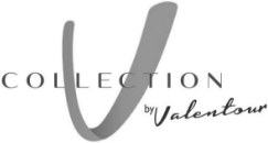 Logo con una grande V, testo 'Collection by Valentour'.